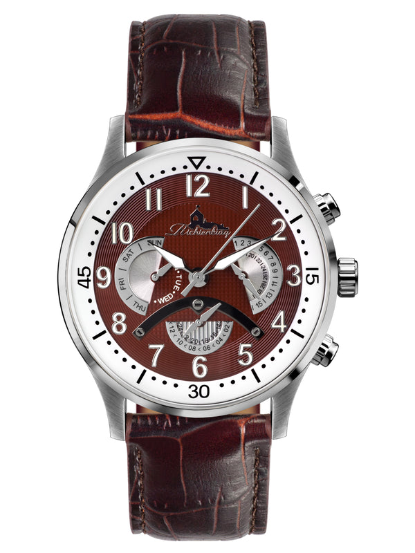bracelet Uhren — Lederband Apia — Band — braun silber