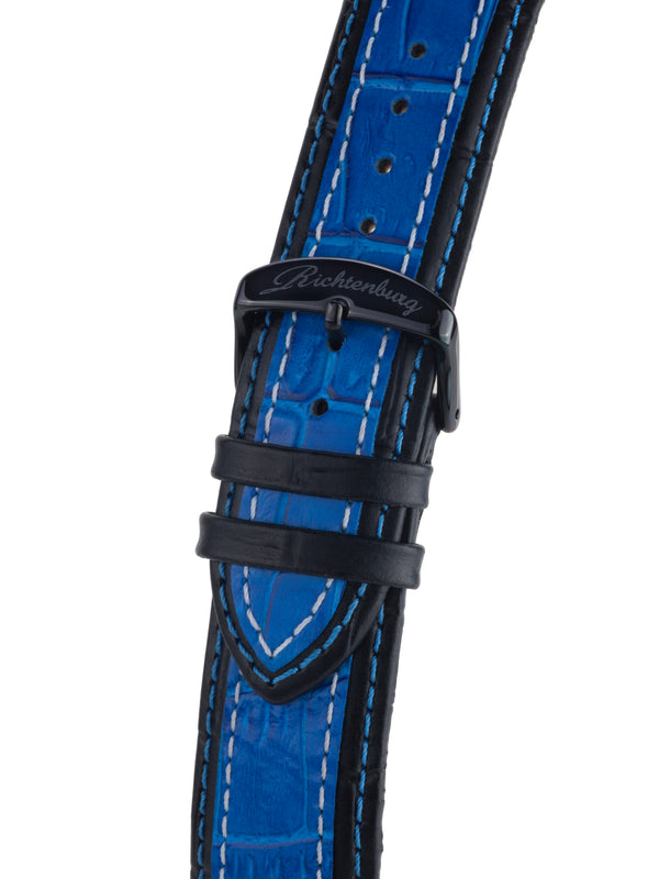 bracelet Uhren — Lederband Jakarta — Band — schwarz blau schwarz