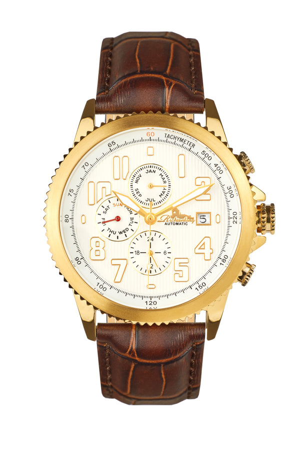 bracelet Uhren — Lederband Threeway — Band — braun gold