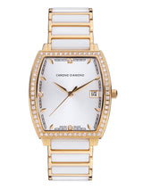 Automatik Uhren — Leandra — Chrono Diamond — Gold IP Keramik Weiss