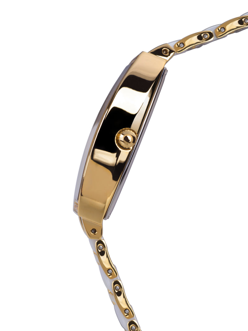 Automatik Uhren — Leandra — Chrono Diamond — Gold IP Keramik Weiss
