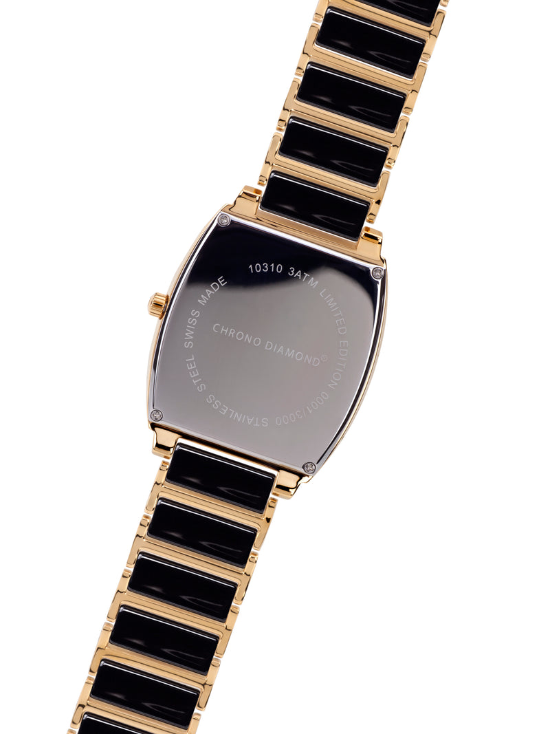 Automatik Uhren — Leandra — Chrono Diamond — Gold IP Keramik Schwarz