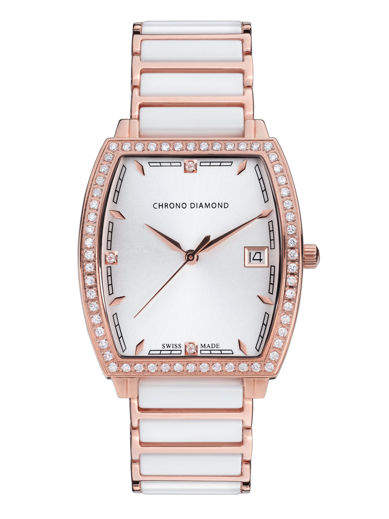 bracelet Uhren — Keramikband Leandra — Band — weiss roségold