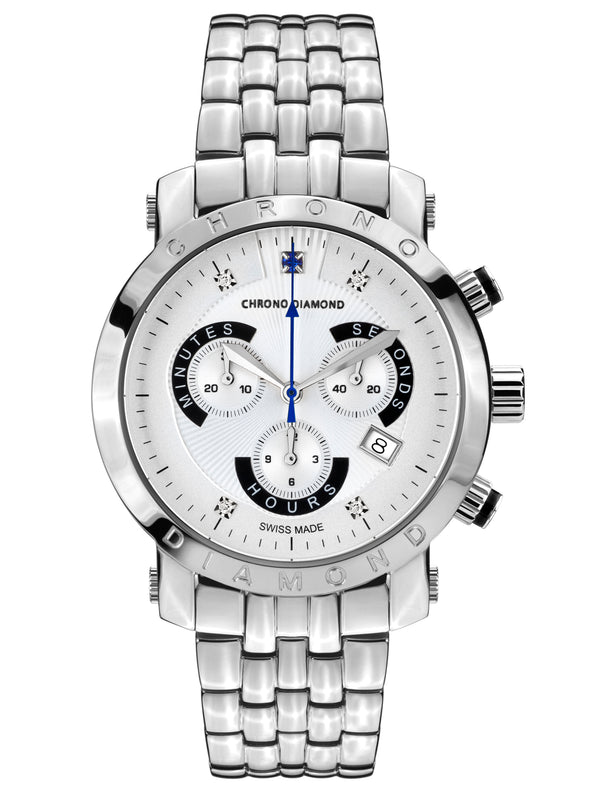 Automatik Uhren — Nestor — Chrono Diamond — Stahl Silber