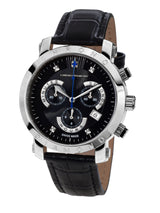 Automatik Uhren — Nestor — Chrono Diamond — Stahl Schwarz Leder