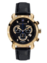 Automatik Uhren — Nestor — Chrono Diamond — Gold IP Schwarz Leder