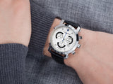 Automatik Uhren — Nestor — Chrono Diamond — Stahl Silber Leder