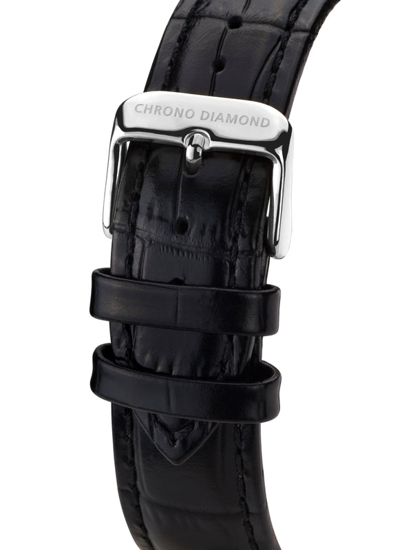 bracelet Uhren — Lederband Nestor — Band — schwarz silber