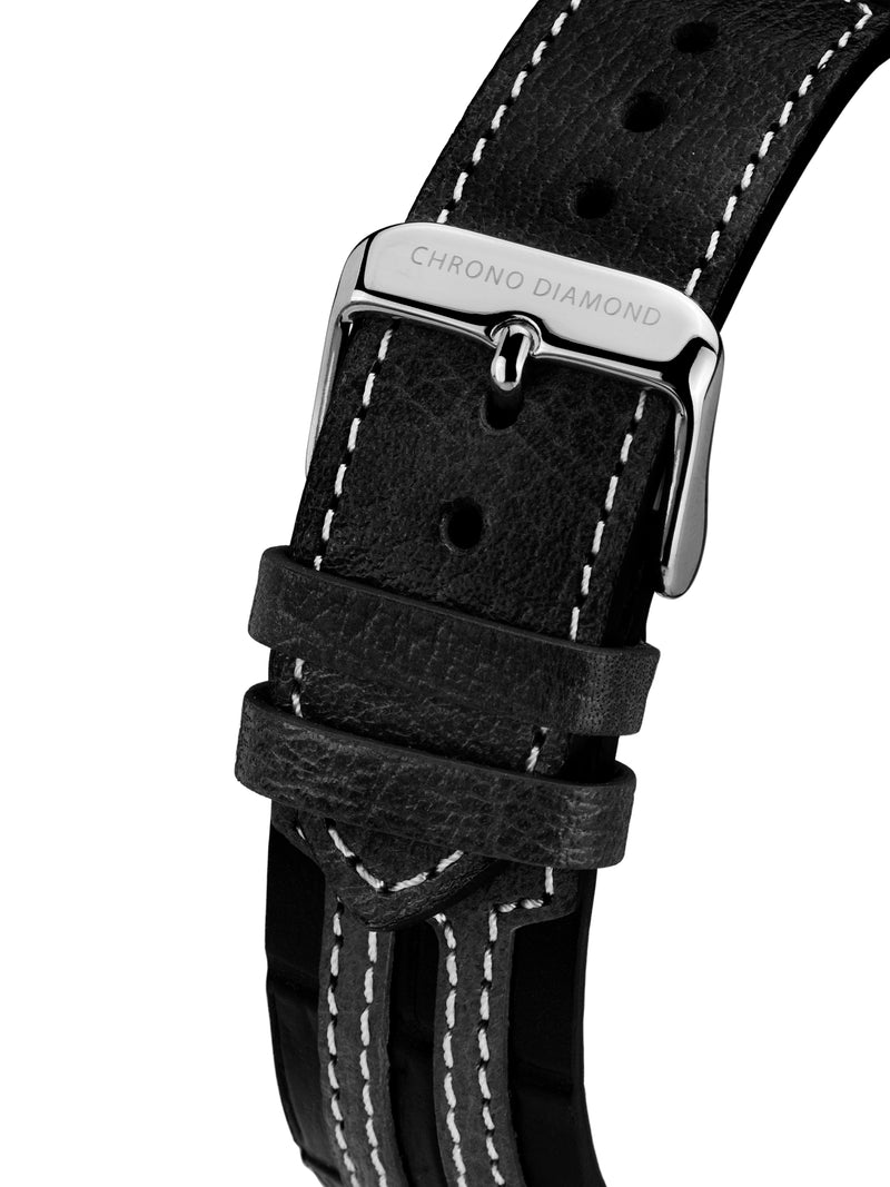 bracelet Uhren — Lederband Nereus — Band — schwarz silber