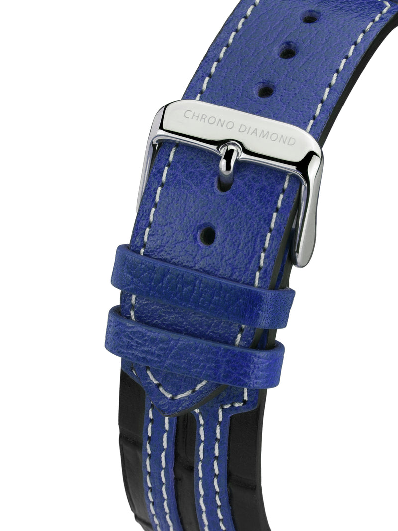 bracelet Uhren — Lederband Nereus — Band — blau silber