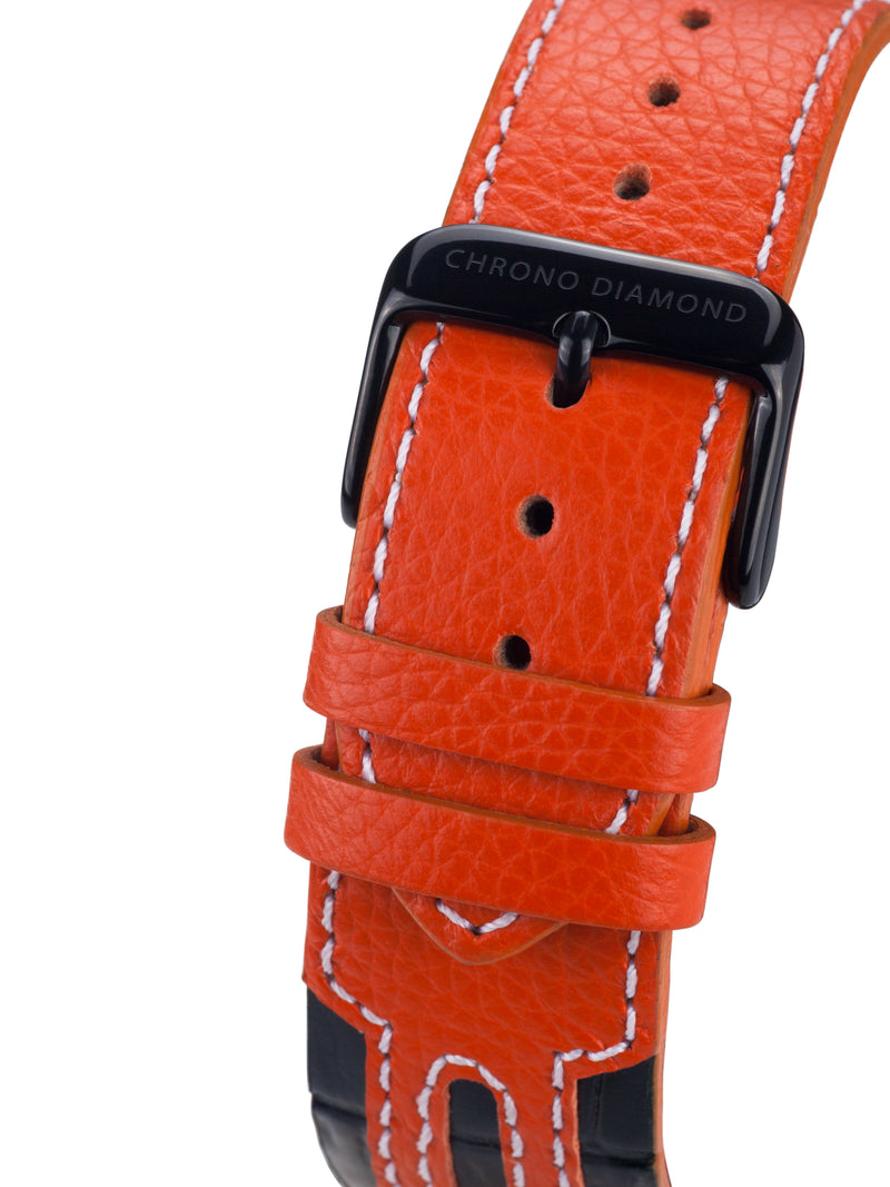 bracelet Uhren — Lederband Nereus — Band — orange schwarz