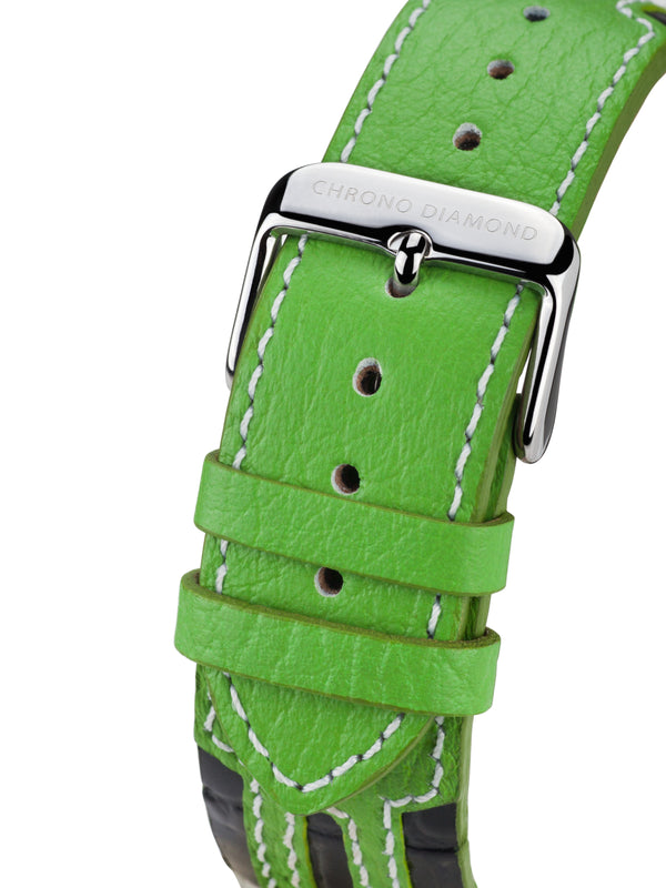 bracelet Uhren — Lederband Nereus — Band — grün silber