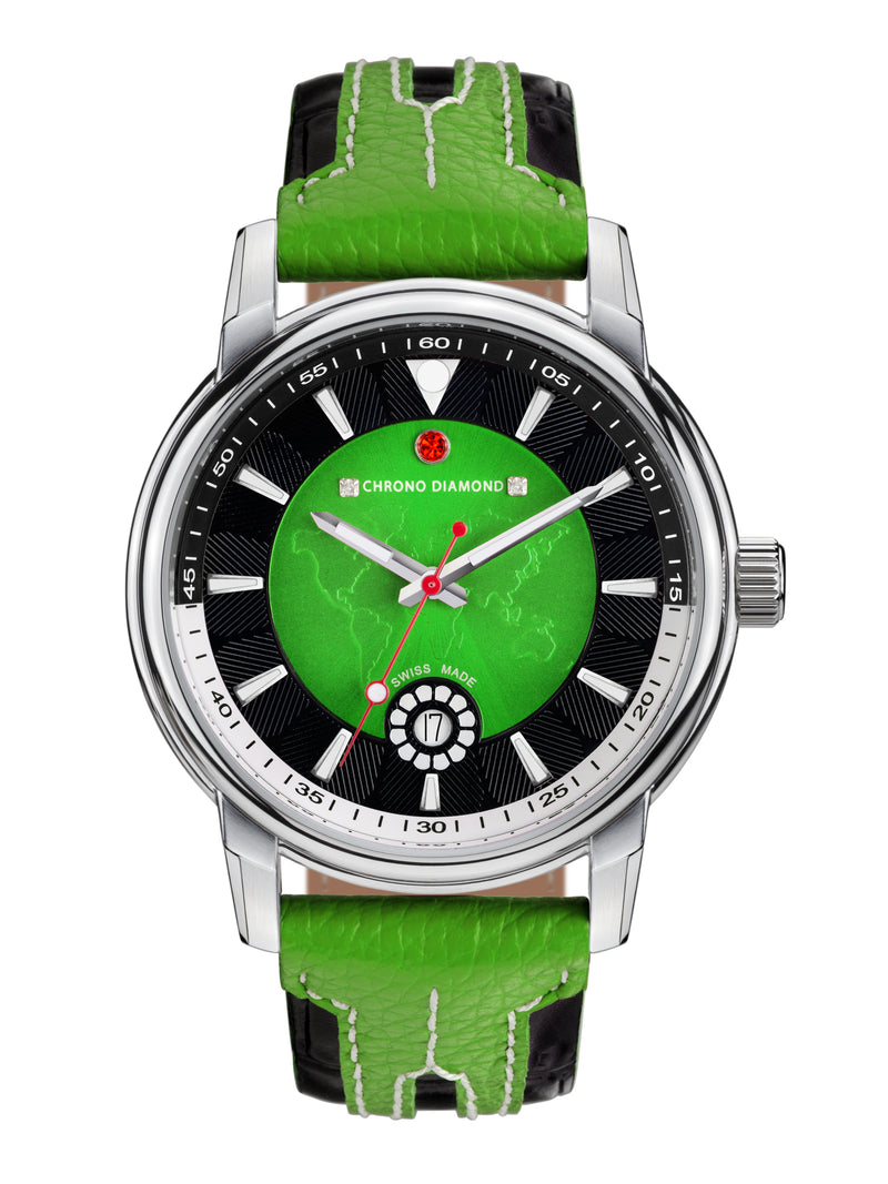 bracelet Uhren — Lederband Nereus — Band — grün silber