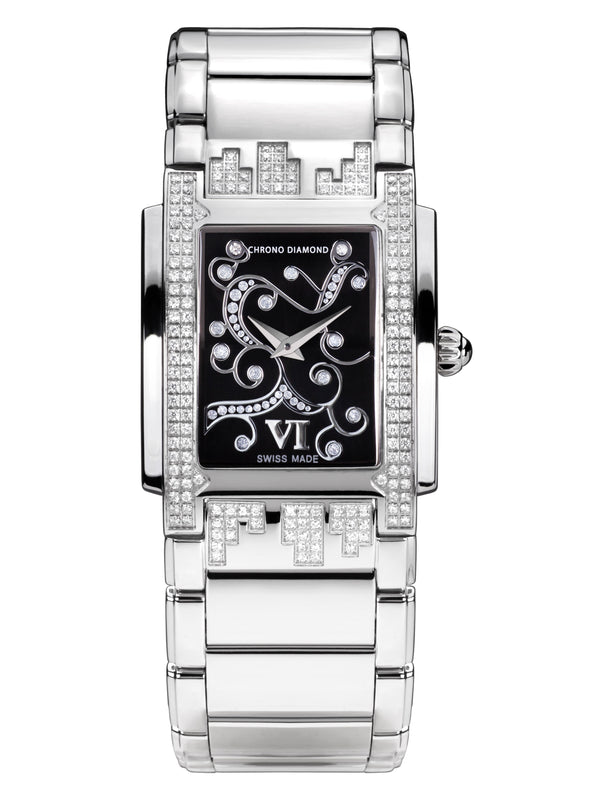 Automatik Uhren — Lenya — Chrono Diamond — Stahl Schwarz