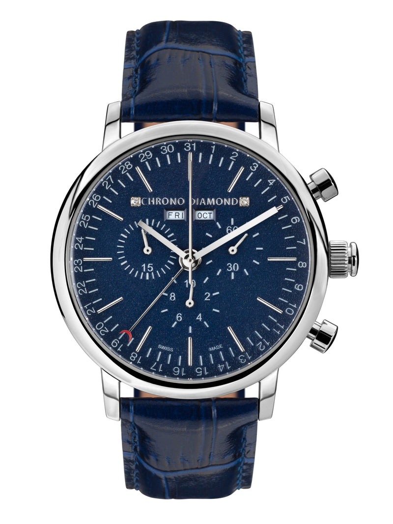 bracelet Uhren — Lederband Argos — Band — blau silber