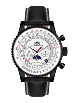 bracelet Uhren — Lederband Air Fighter — Band — schwarz weisse Ziernaht schwarz