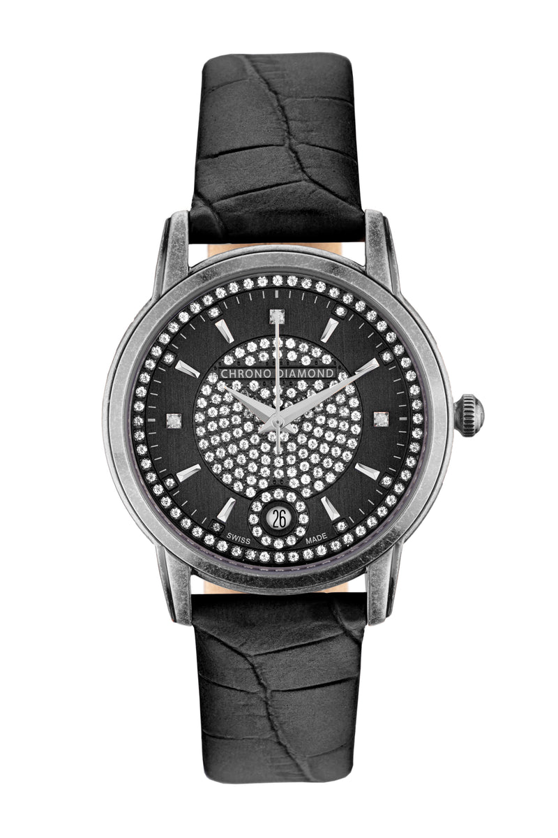 Automatik Uhren — Nymphe — Chrono Diamond — Antik Silber Schwarz