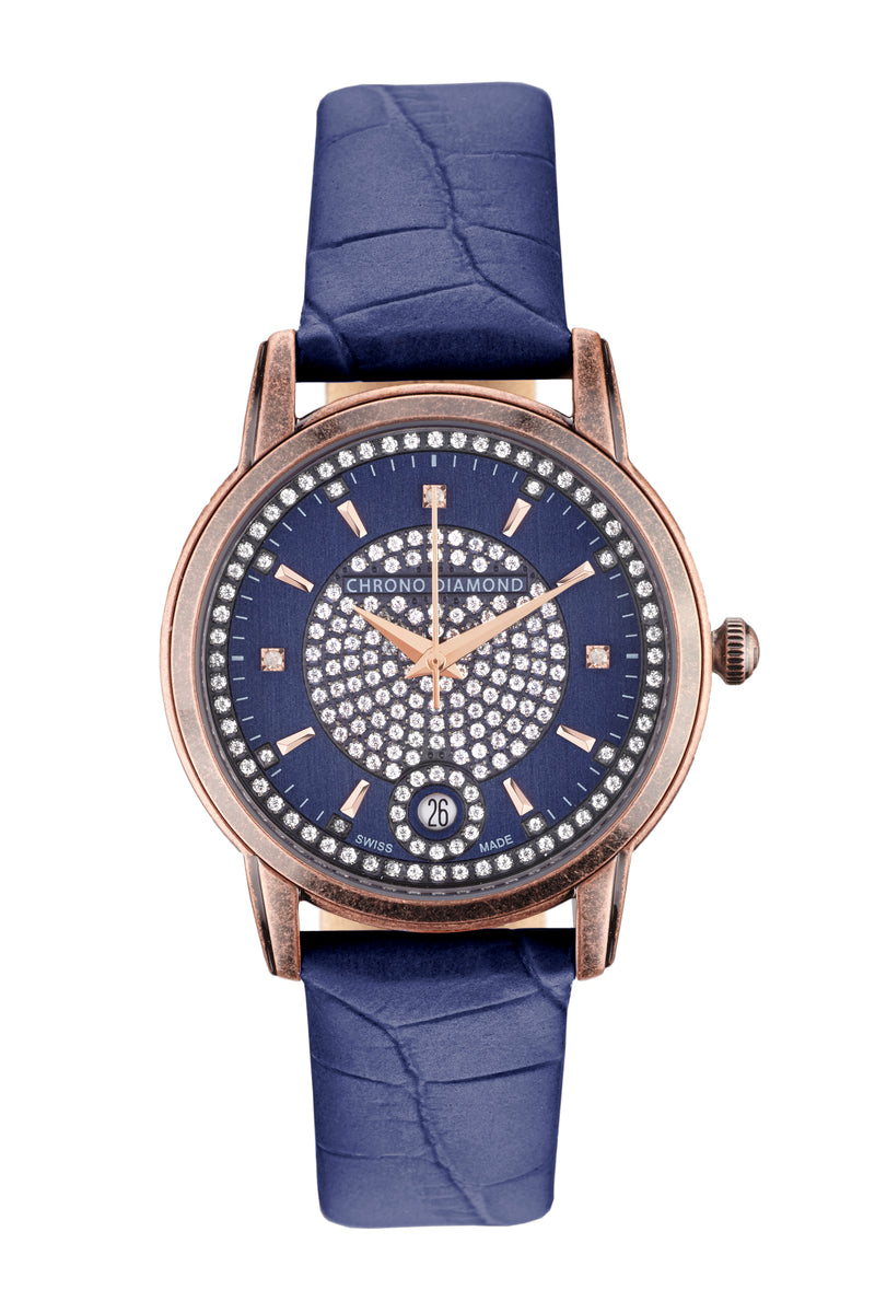 Automatik Uhren — Nymphe — Chrono Diamond — Antik Rosegold Blau