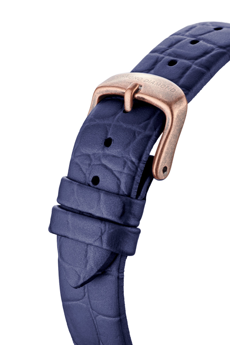 bracelet Uhren — Lederband Nymphe — Band — blau roségold