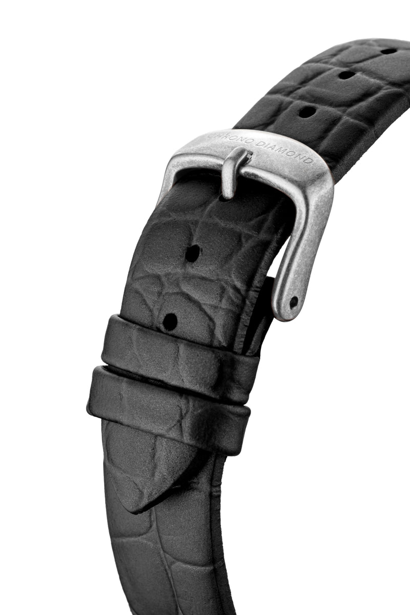 bracelet Uhren — Lederband Nymphe — Band — schwarz silber