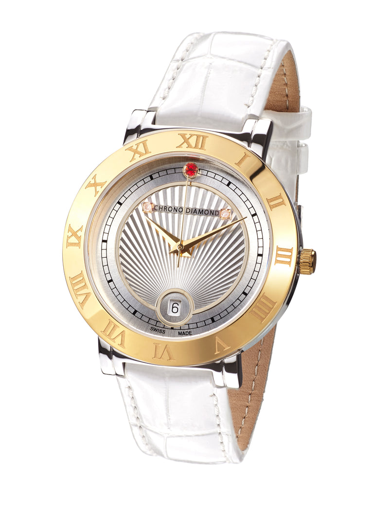 Automatik Uhren — Ilka — Chrono Diamond — Gold IP Silber