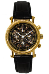bracelet Uhren — Lederband Skeleton — Band — schwarz gold
