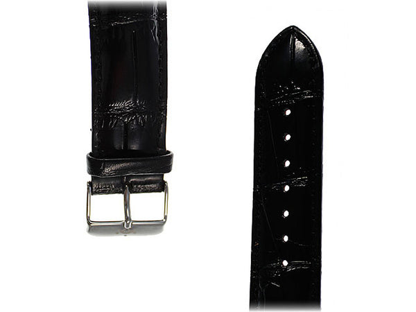 bracelet Uhren — Lederband Retrograde — Band — schmal schwarz silber