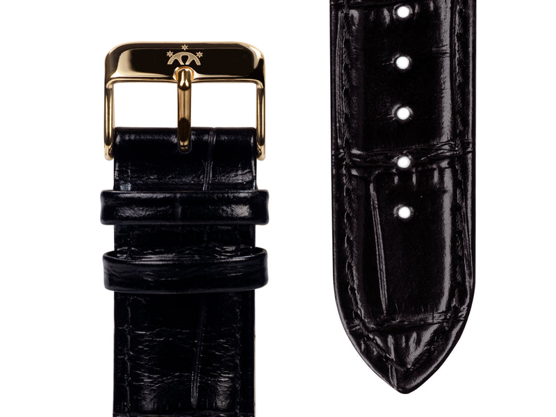 bracelet Uhren — Lederband Excellence — Band — schwarz gold