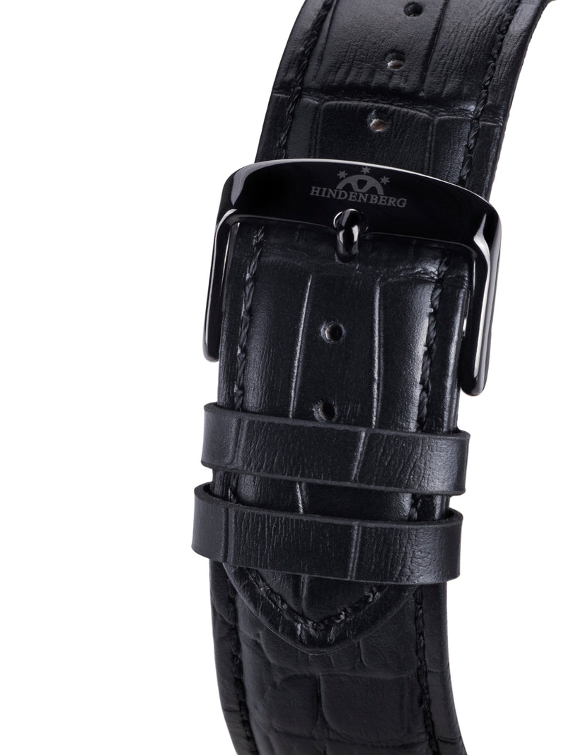 bracelet Uhren — Lederband Skyraider — Band — schwarz silber
