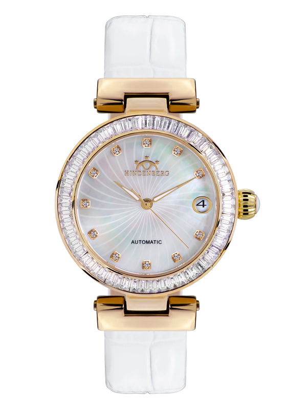 bracelet Uhren — Lederband Grand Lady — Band — weiss gold