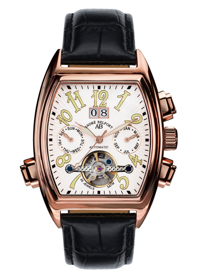 bracelet Uhren — Lederband Royal Date — Band — schwarz rosegold