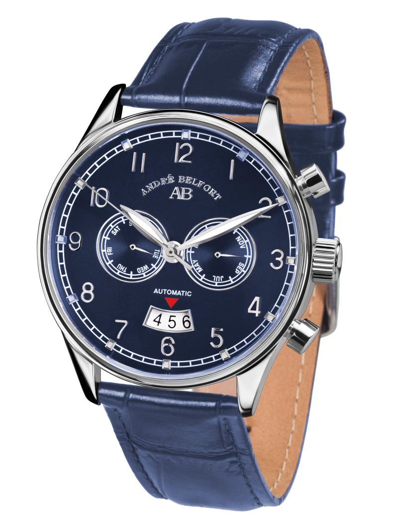Automatik Uhren — Calendrier — André Belfort — Stahl blau