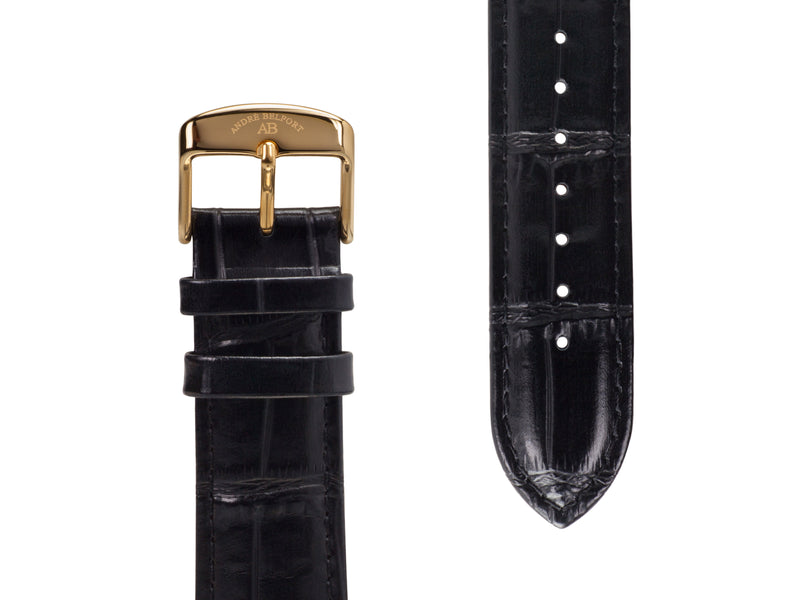 bracelet Uhren — Lederband Calendrier — Band — schwarz gold