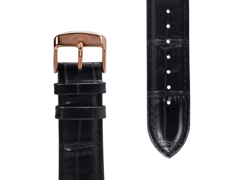 bracelet Uhren — Lederband Calendrier — Band — schwarz roségold II