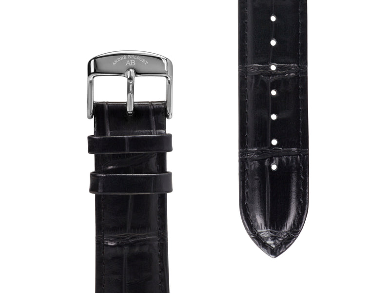 bracelet Uhren — Lederband Calendrier — Band — schwarz Stahl II