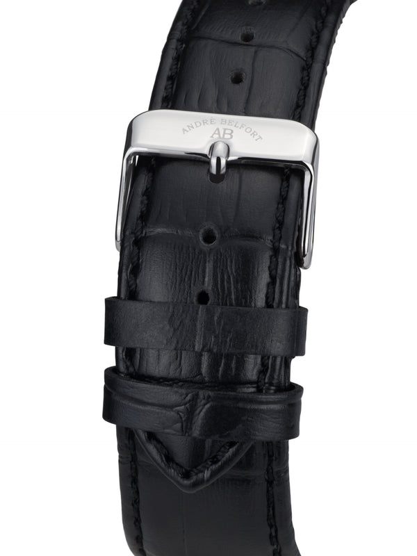 bracelet Uhren — Lederband Conquête — Band — schwarz Stahl