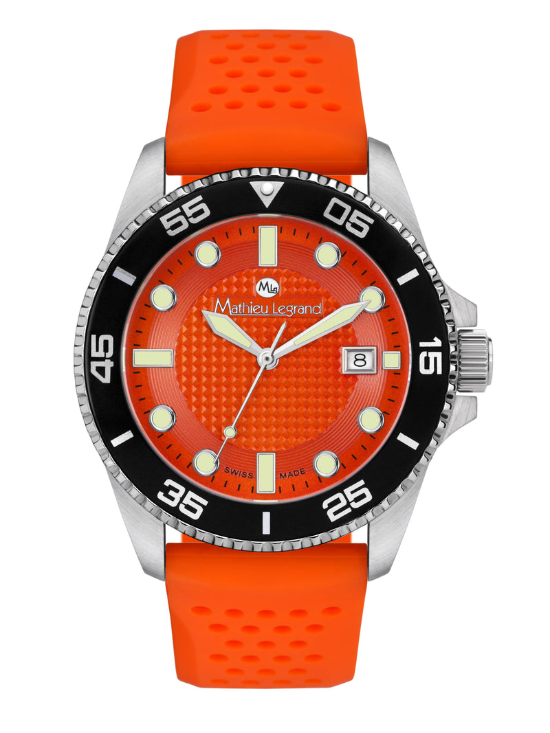 bracelet Uhren — Kautschukband Marin — Band — orange silber