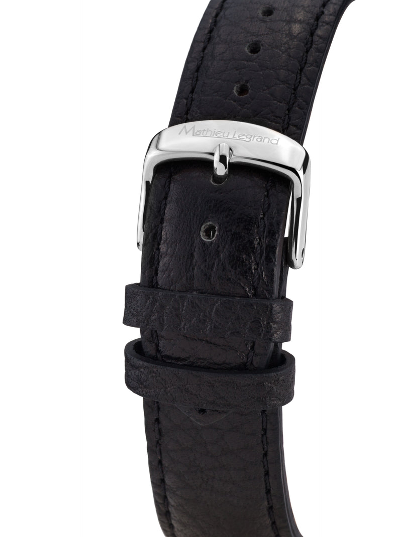 bracelet Uhren — Lederband Master — Band — schwarz silber