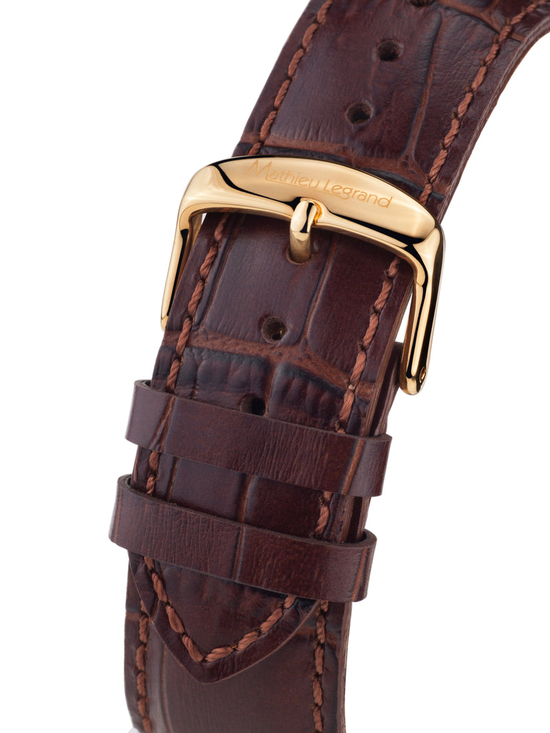 bracelet Uhren — Lederband Dodécagone — Band — braun gold
