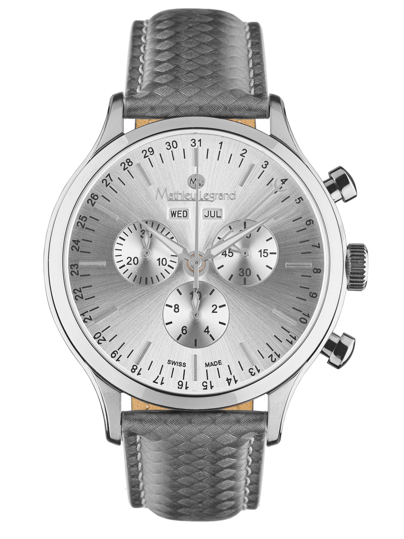 bracelet Uhren — Lederband Tournante — Band — grau silber