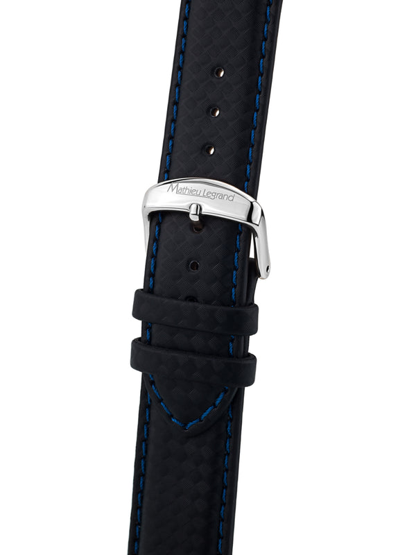 bracelet Uhren — Lederband Grande Vitesse — Band — schwarz blaue Ziernaht silber