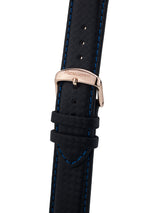 bracelet Uhren — Lederband Grande Vitesse — Band — schwarz blaue Ziernaht roségold