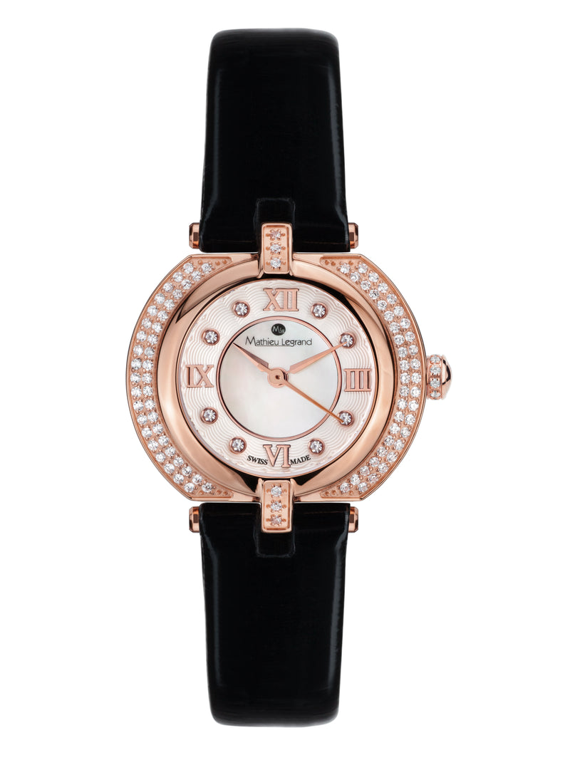 bracelet Uhren — Lederband Mille Cailloux — Band — schwarz roségold