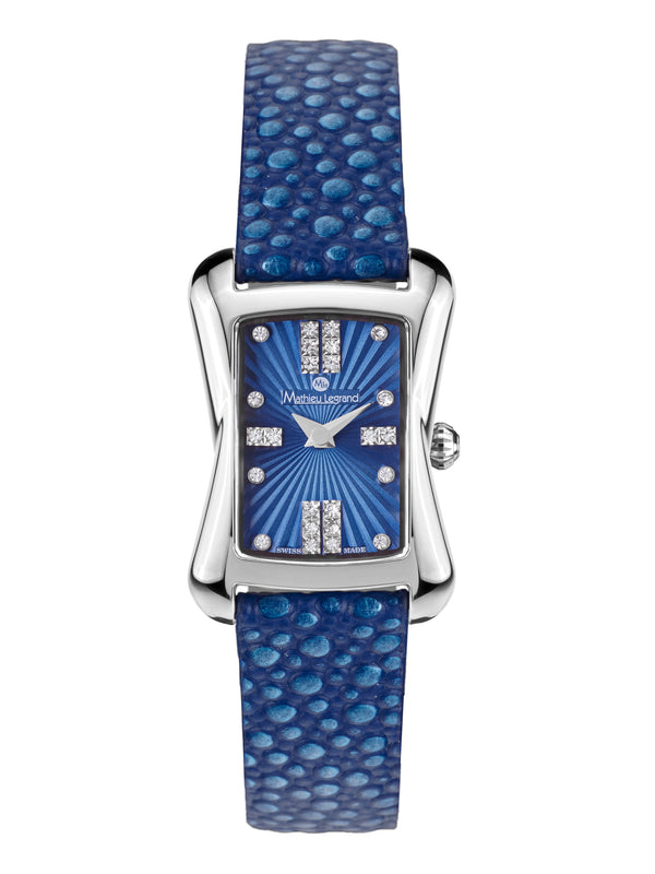 Automatik Uhren — Papillon — Mathieu Legrand — Stahl Blau Lederband