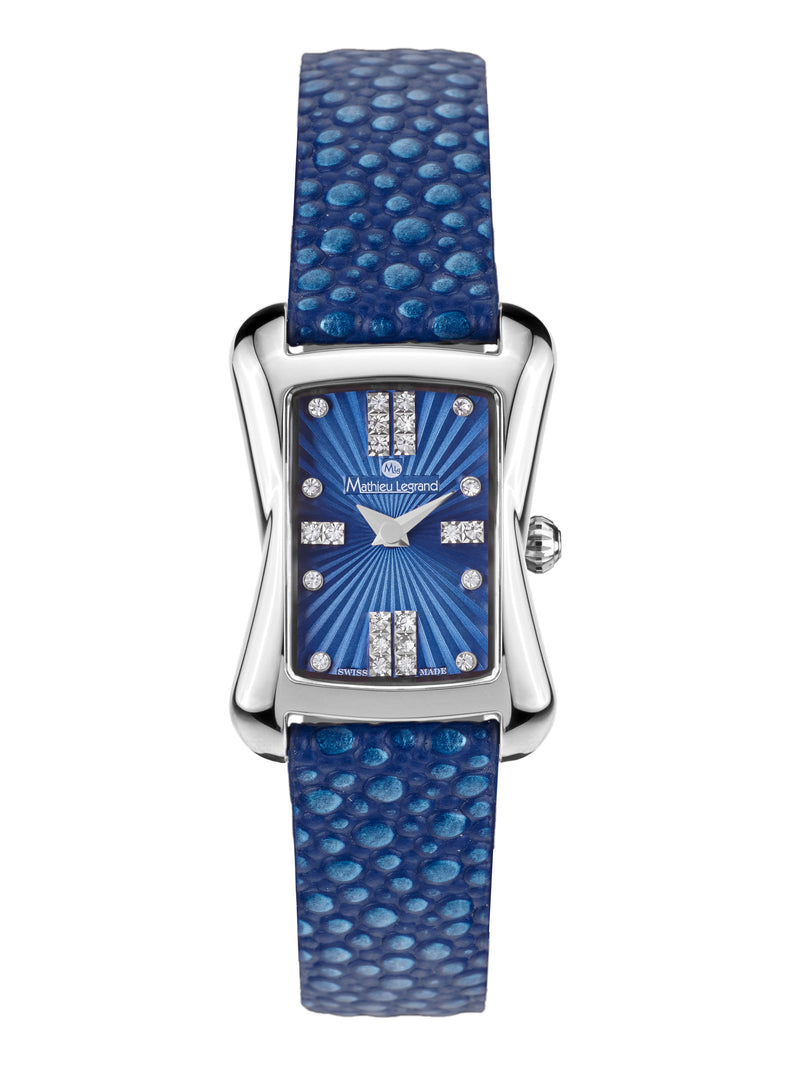 bracelet Uhren — Lederband Papillon — Band — blau silber
