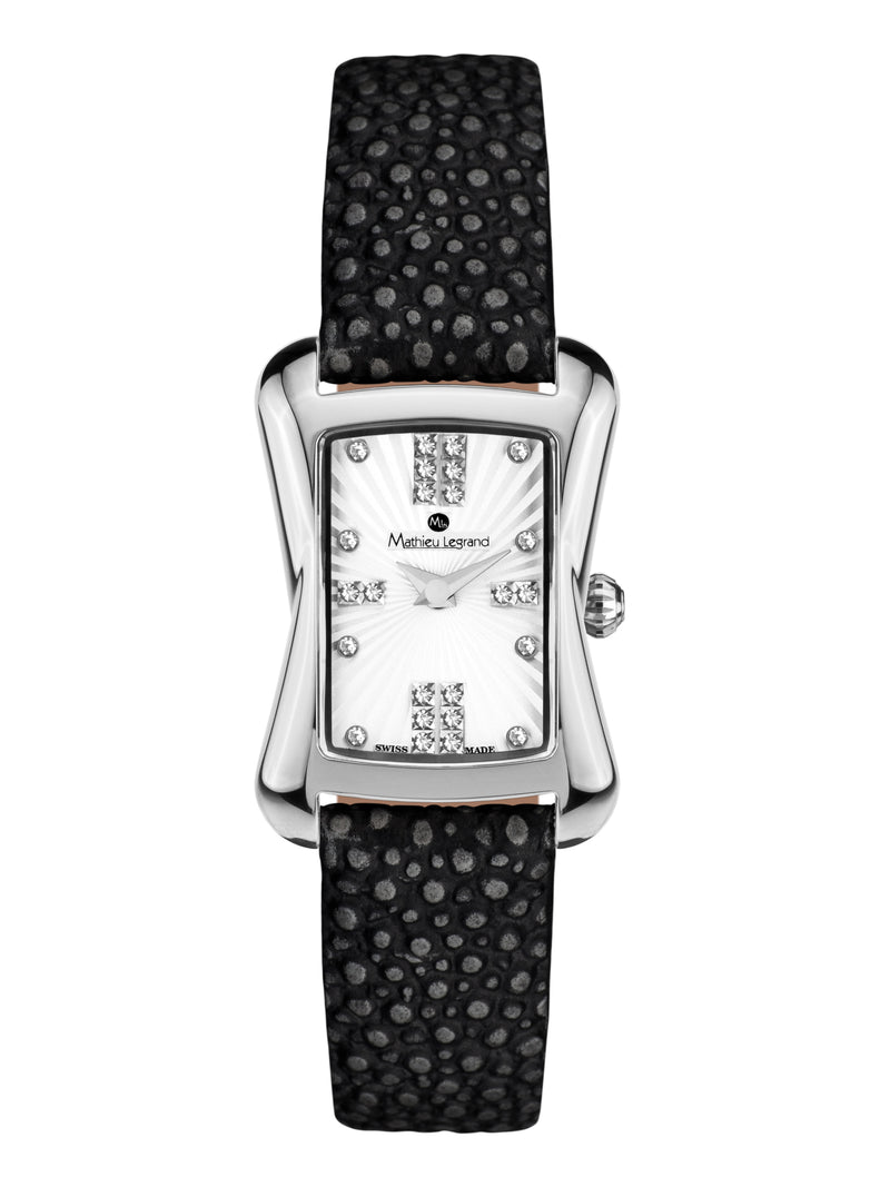 bracelet Uhren — Lederband Papillon — Band — schwarz silber