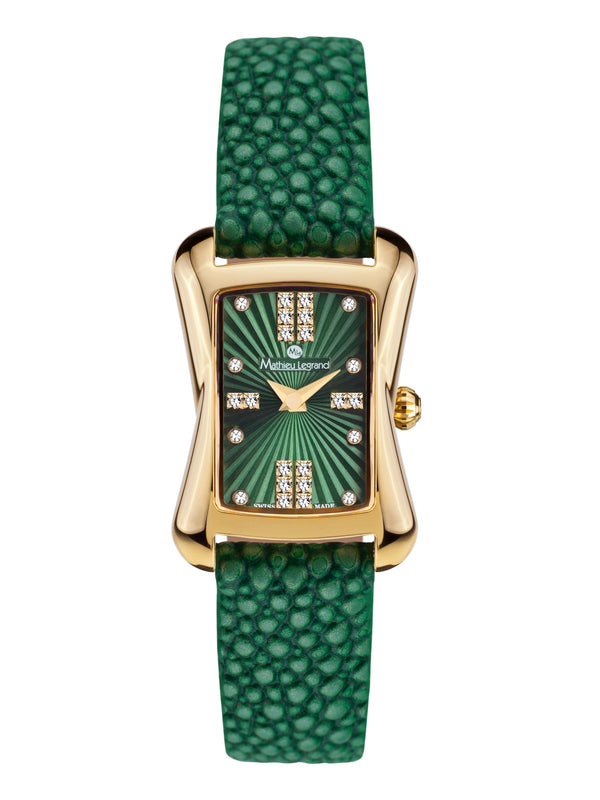 bracelet Uhren — Lederband Papillon — Band — grün gold
