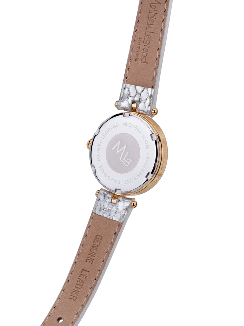 Automatik Uhren — Fleurs Volantes — Mathieu Legrand — Gold IP Silber Lederband