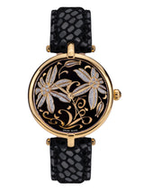 bracelet Uhren — Lederband Fleurs Volantes — Band — schwarz gold