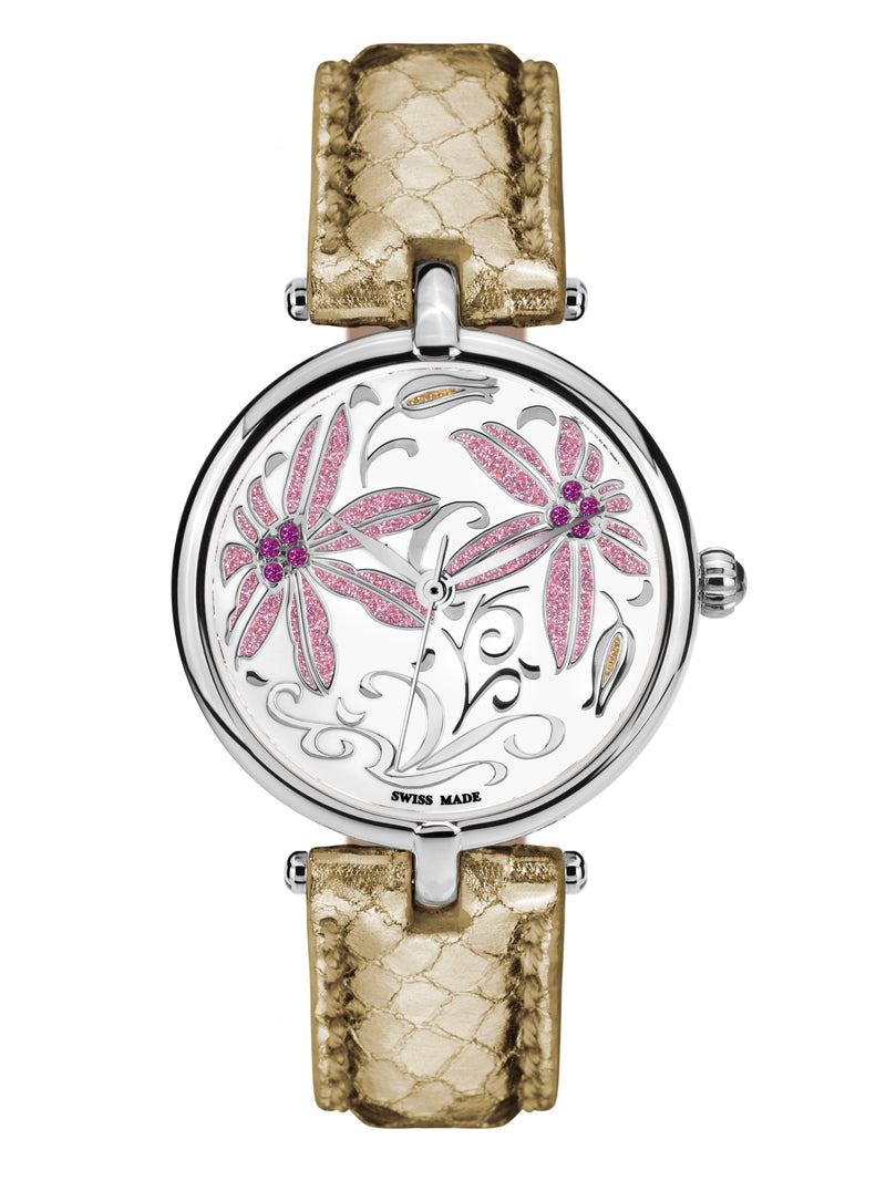 bracelet Uhren — Lederband Fleurs Volantes — Band — gold silber